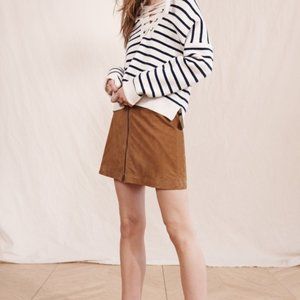 Madewell Women's Size 8 Brown Suede 100% Leather Front Zip Mini Skirt
